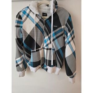 ONeill Mens Plaid Full Zip Sherpa Lined Hoodie Jacket S